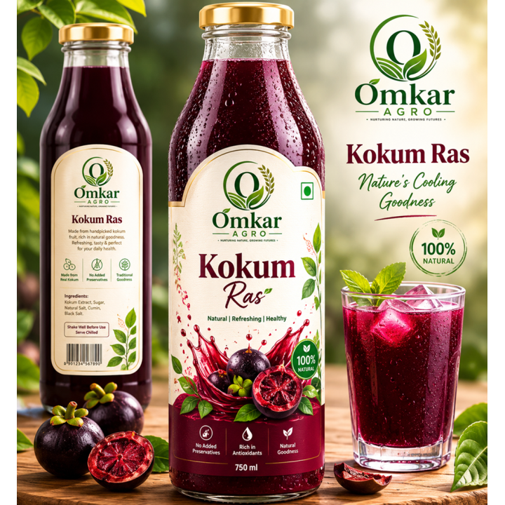 Omkar Agro Kokum Aagal Concentrate Ras | Traditional Konkan Kokum Drink