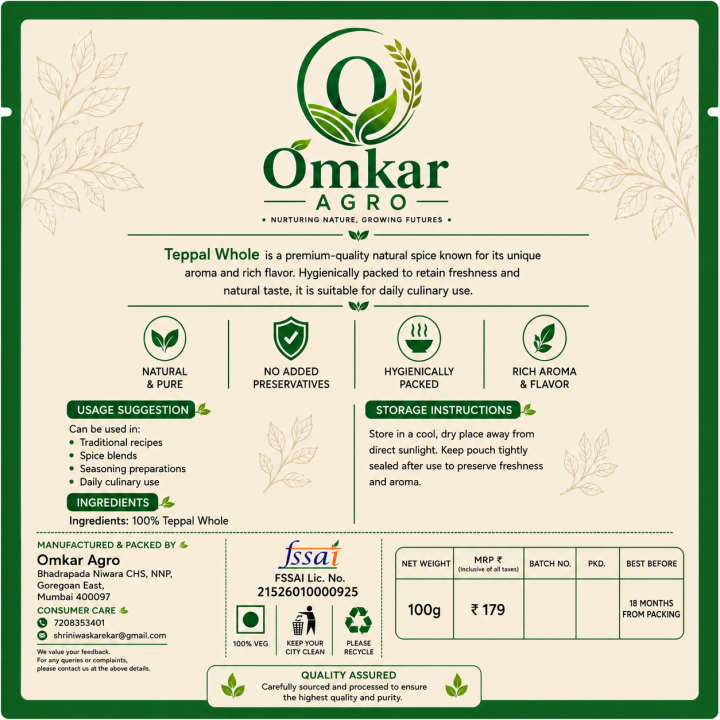 Premium Teppal Whole | Authentic Tirphal Spice Online | Omkar Agro
